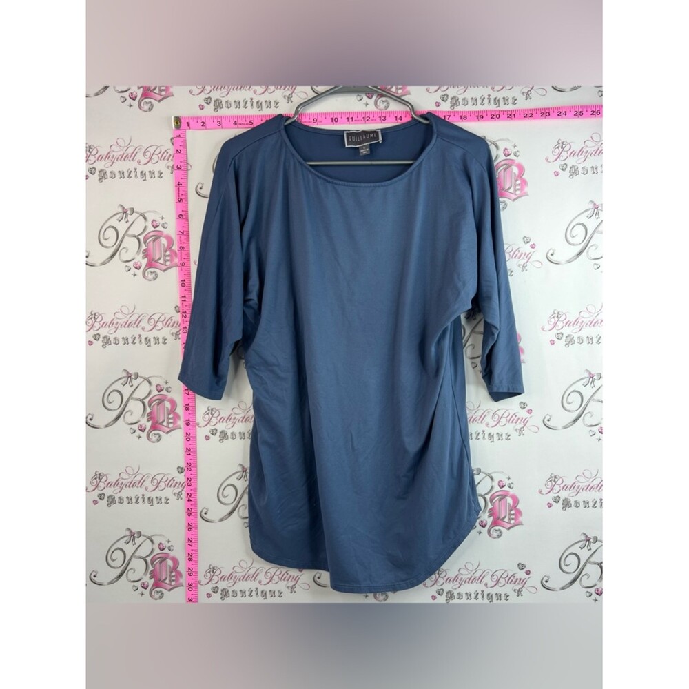 Guillaume shirt soft stretchy top Slate Blue Short Sleeve Boatneck Top